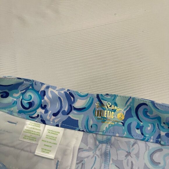 Lilly Pulitzer Luxletic Cameron Pants Saltwater Blue Suns Out Funs Out Size 2 - Picture 7 of 9